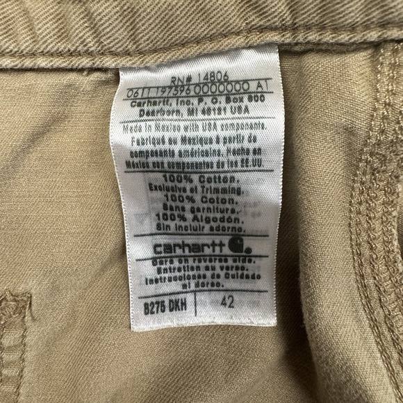 Carhartt Cargo Shorts Mens 42x11 Carpenter Canvas Khaki Grunge Workwear B275 DKH - Picture 2 of 7